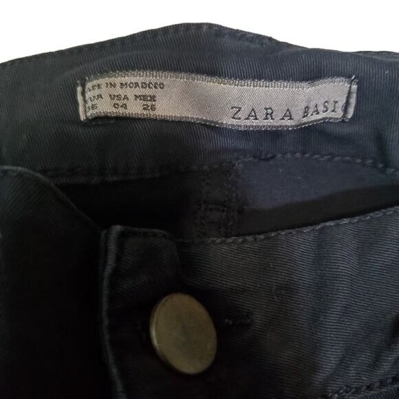 Zara Basic womens Cargo pants black color size 4 two front pockets with zipper - Picture 9 of 12